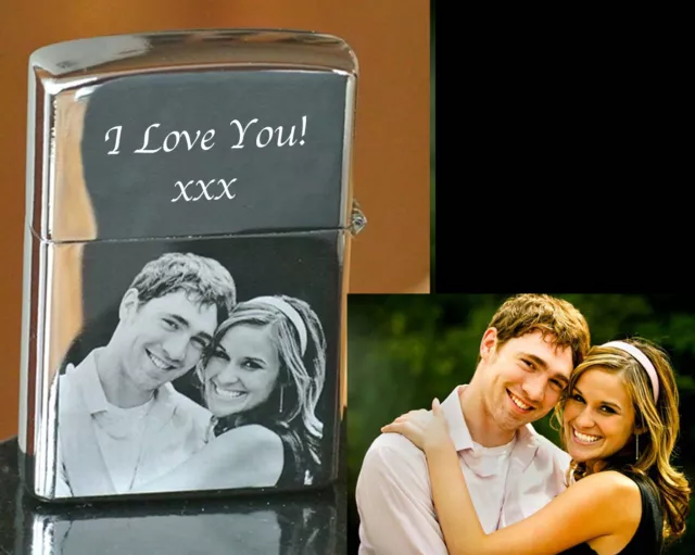 ZIPPO Lighter Personalised Engraved with Photo & Text, Father's day Gift 3