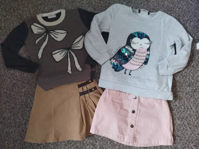 Girls Outfits Bundle Next/George Jumpers And TU/Matalan Skirts 5-6 Years