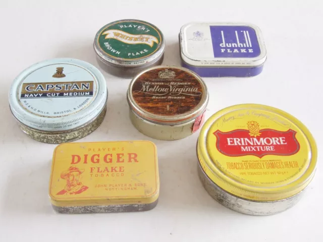 6 Empty Tobacco Tins Digger Capstan Erinmore Benson & Hedges Dunhill Capstan