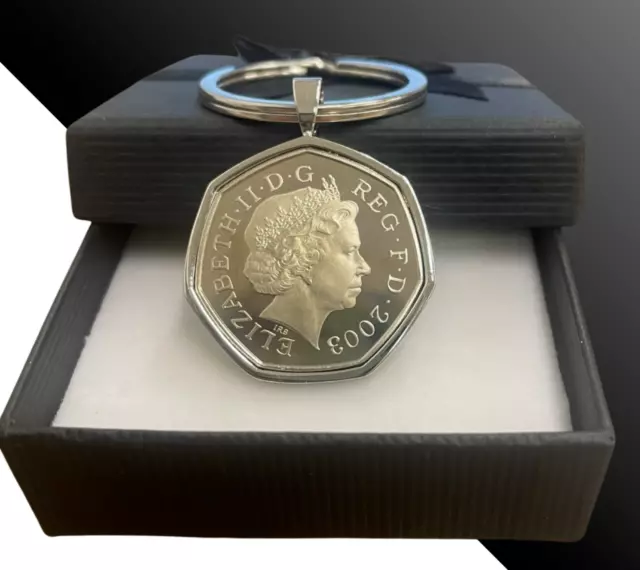 2003 21st Birthday Fifty Pence 50p Luxury Coin Keyring