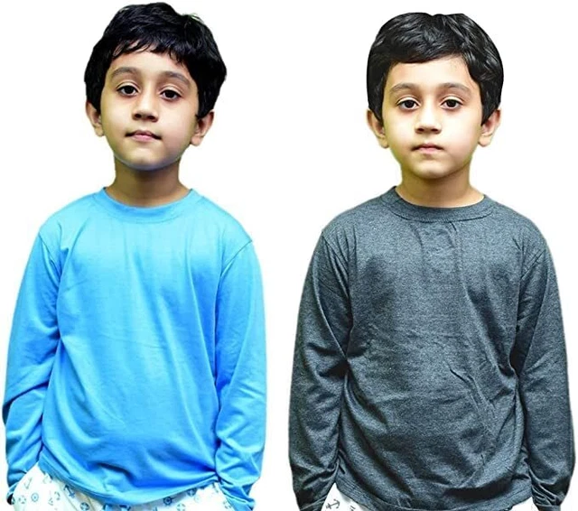 Confezione da 2 t-shirt ragazzo manica intera maglietta da tè collo rotondo semplice t-shirt cotone Regno Unito