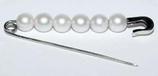 Broche épingle vintage TRES RARE or blanc 14 carats 6 perles en toute sécurité 4,1 gr 3