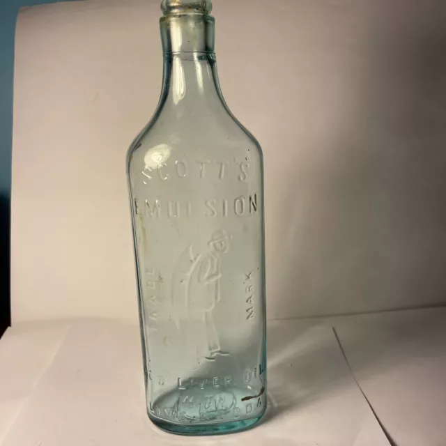 Antique Glass Bottle - Scotts Emulsion Cod Liver Oil W/ Lime And Soda