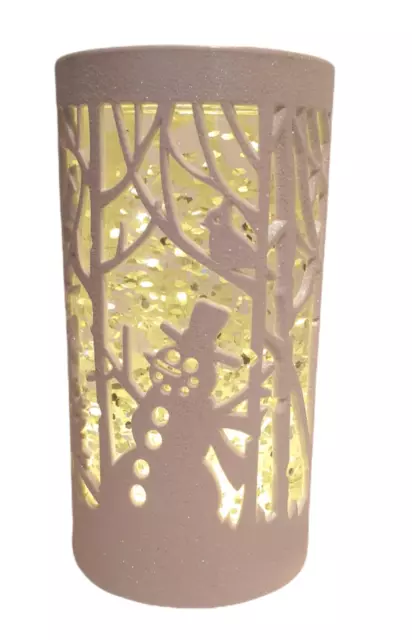 Christmas LED Water Lantern Snowman Trees  Glitter Xmas Decoration White 1859-A