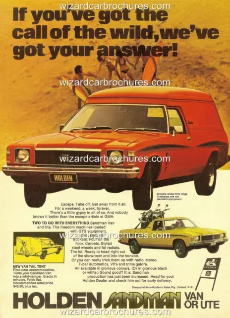 1975 Hj Holden Sandman A3 Poster Ad Sales Brochure Mint Advertisement Advert