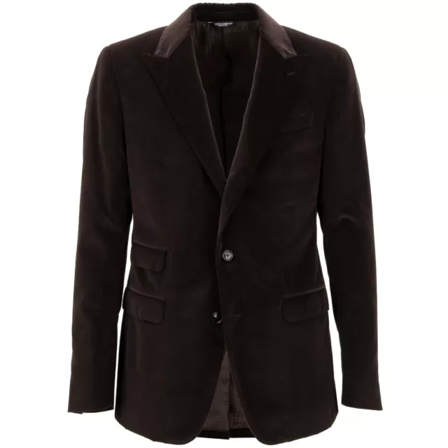 DOLCE & GABBANA Velvet Blazer Tuxedo Jacket NAPOLI Peak Lapel Brown 12392