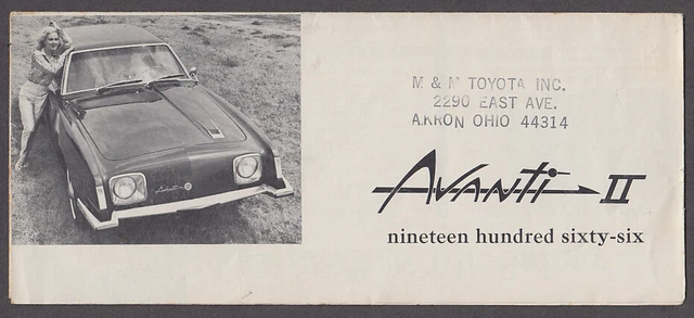 Avanti II sales folder 1966 Studebaker Raymond Loewy