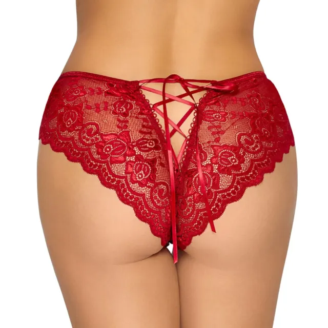 "Pantofole sexy donna pizzo S-XL rosse + passo aperto + lingerie slip cut out ""Nikki"