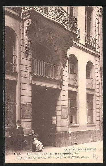 CPA Paris, Rue des Francs-Bourgois, 56, Hotel Romery, now Hotel de Breteuil