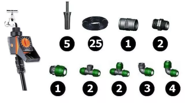 Starter Kit Irrigazione Programmatore Logica Giardino Prato 50 Mq Irrigatore