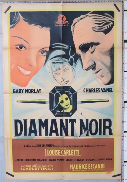 Affiche Ancienne Film Diamant Noir Gaby Morlay Charles Vanel 1941