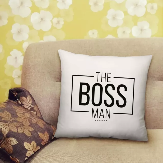 The Boss Man Printed Cushion Gift with Filled Insert - 40cm x 40cm