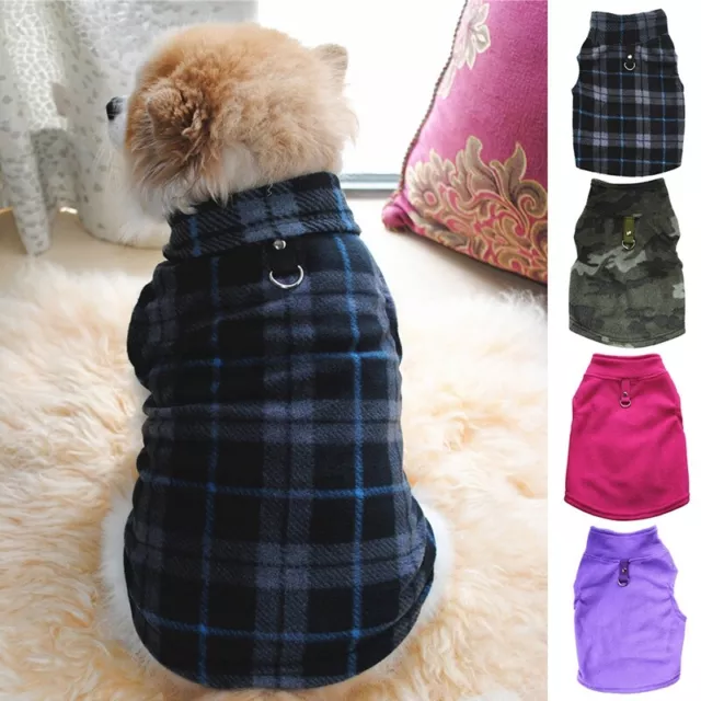 Small Pet Dog Warm Fleece Vest Sweater Clothes Coat Puppy Shirt With Leash Ring