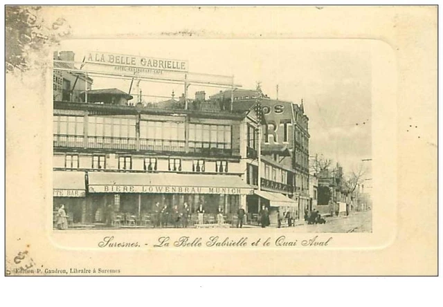 92.SURESNES.n°155.LA BELLE GABRIELLE ET LE QUAI AVAL.HOTEL RESTAURANT
