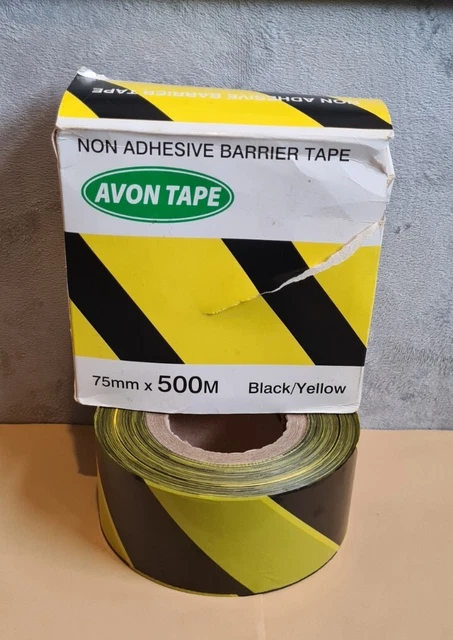 Nastro barriera nero e giallo 500 m avviso pericolo non adesivo, 500 m x 75 mm