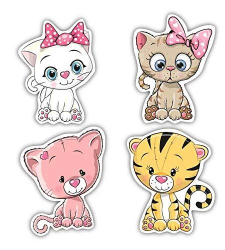 Cute Cats Fridge Magnets for Kitchen set of 4 (3 inch x2.5 inch)