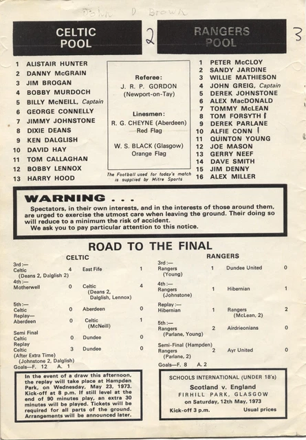 Programme Original Glasgow Rangers Vs ASSE Saint-Étienne - 5 Novembre 1975