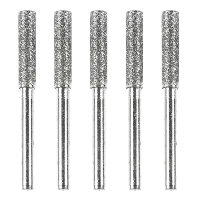 5pcs/Set Diamond Coated Grinding File Stone Heads Drill Bit (4mm Silver) #Q