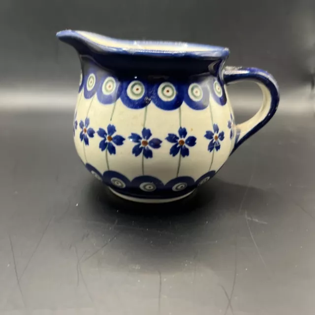 Hand Painted Polish Pottery Petite Creamer, Boleslawiec