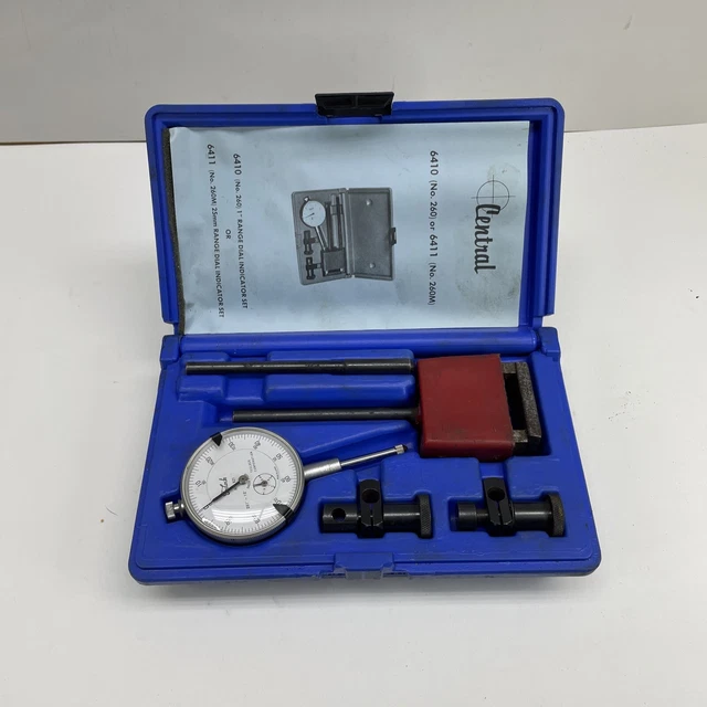 CENTRAL TOOLS 6410 Magnetic Dial Indicator Set -- 1.00" Range in .001 Increments