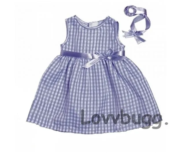 Gingham Dress Set for Bitty Baby 15" by American Girl Doll Clothes FREESHIP ADDS