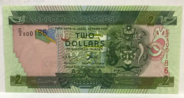 Solomon Islands 1977 Two 2 Dollars , Very Scarce & Uncirculated