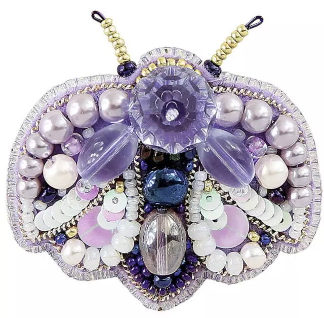 Moth brooch bead embroidery kit *** FREE SHIPPING insect brooch beading kit DIY