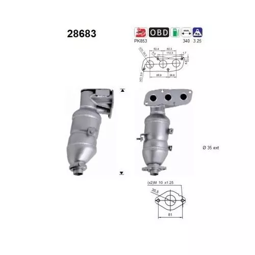 1x Katalysator AS 28683 passend für CITROËN PEUGEOT TOYOTA