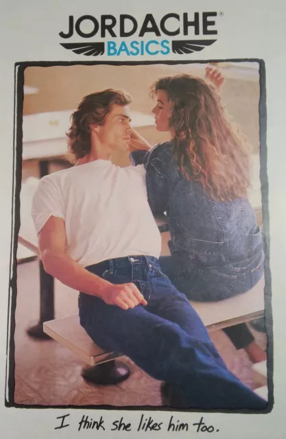 1982 WOMAN BUTT COUPLE JORDACHE JEANS Original 1980's 8 X 11 Magazine Ad  M232