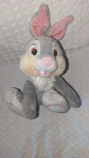 Disney Store Thumper Bambi Stamped Soft Plush Toy 14” Bunny Rabbit Grey Pink