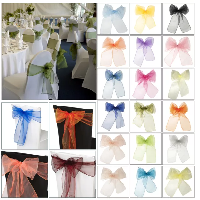 ORGANZA Chair Sash Wedding Party Decor Chair Cover Bow Sashes Wider Fuller Bows