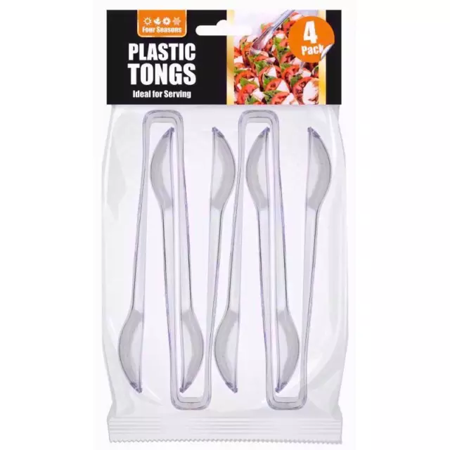 Plastic Tongs Clear Disposable Serving Ice Buffet Salad BBQ Tong Kitchen UK