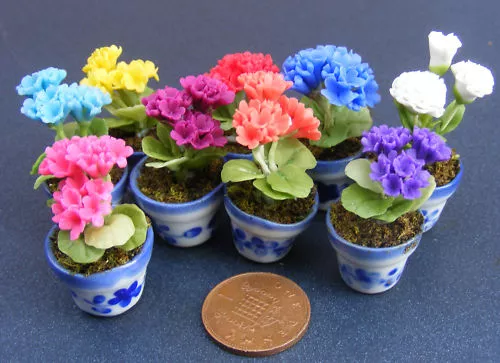 Bunch Of 3 Geraniums In A Pot Tumdee 1:12 Scale Dolls House Miniature Flower ML