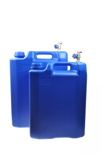 Wasserbehälter Wasserkanister BLAUER SCHMALER Kanister verzinkt Hahn 10/20 L