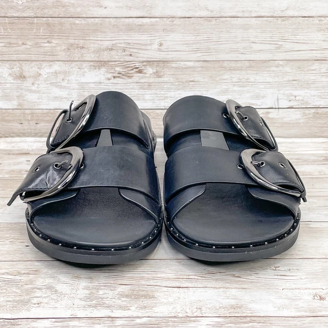 FITFLOP Shoes Womens 8 Gracie Sandal Black Leather Buckle Side Comfort Slip On 3