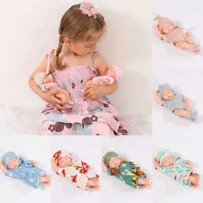 7" Reborn Baby Doll Full Silicone Vinyl Body Newborn Girls Kids Mini Toddler Toy