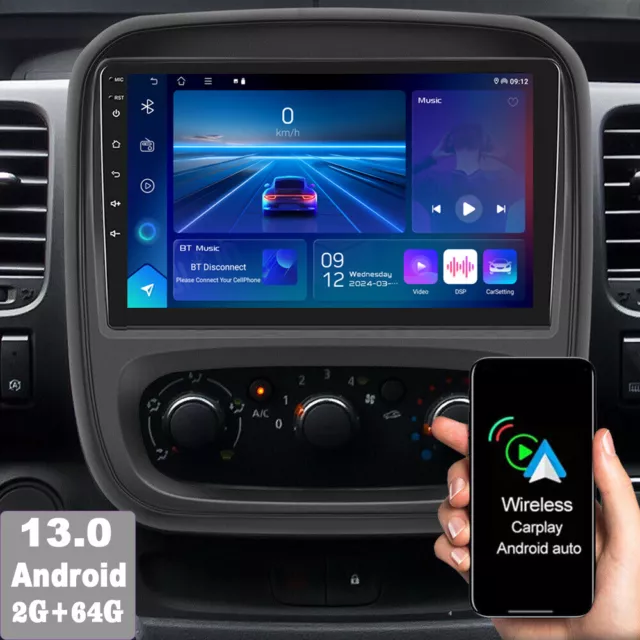 Android 13 GPS Navi WIFI 64G Für Opel Vivaro B Renault Trafic CarPlay Autoradio