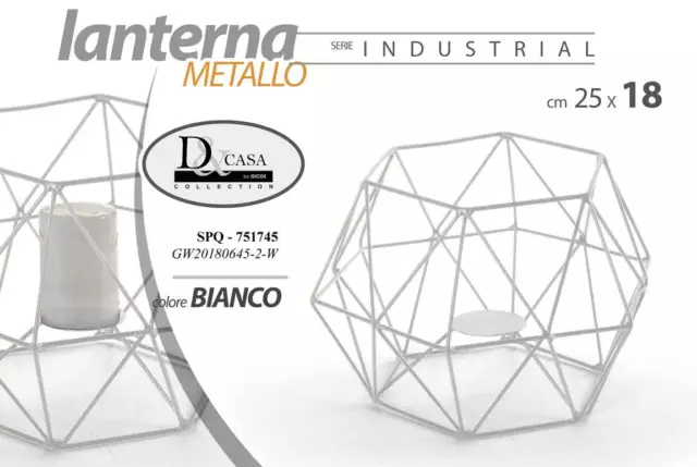 Lanterna porta candele 25*18 cm in metallo bianco serie industrial SPQ-751745