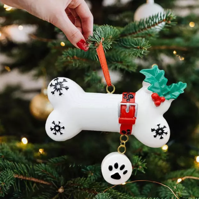 Personalised Christmas Tree Bauble Dog Paw Pet Decoration Bon Resin Gift V2 M1Y5