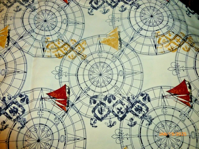 Compass One Blueprint Map VINTAGE BLUEPRINTS MAP Compass North Star PARCHMENT Map Globe Fabric 43 ...