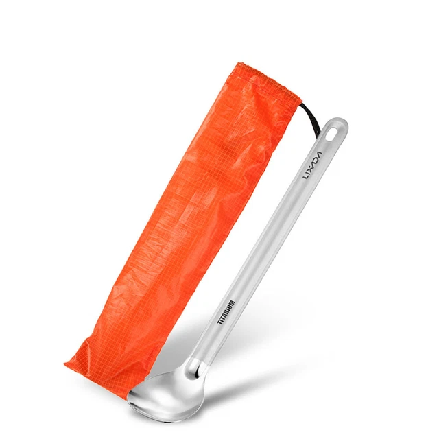 Cuillère à Long Manche Lixada titane avec bol poli extérieur Camping  S3U0
