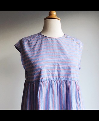 Zara Trafaluc Red White Blue Stripe Cotton Babydoll Mini Dress Small