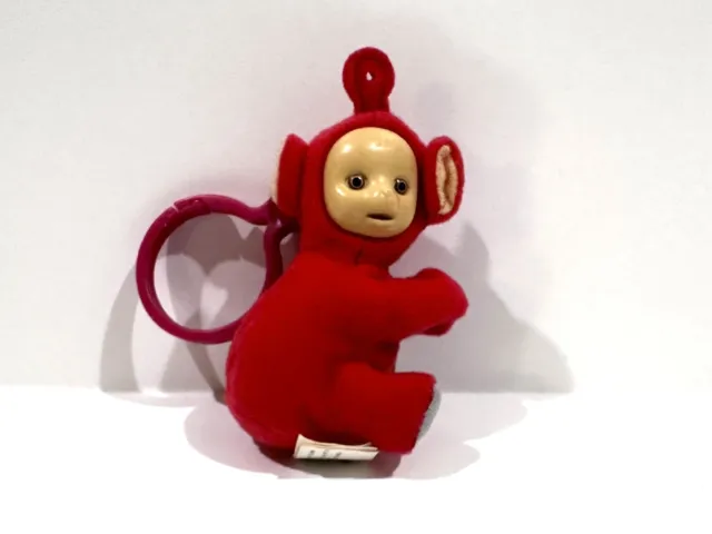 Vintage Teletubbies Plush Stuffed Red Po Keychain Pinch & Clamp Small Toy 4”