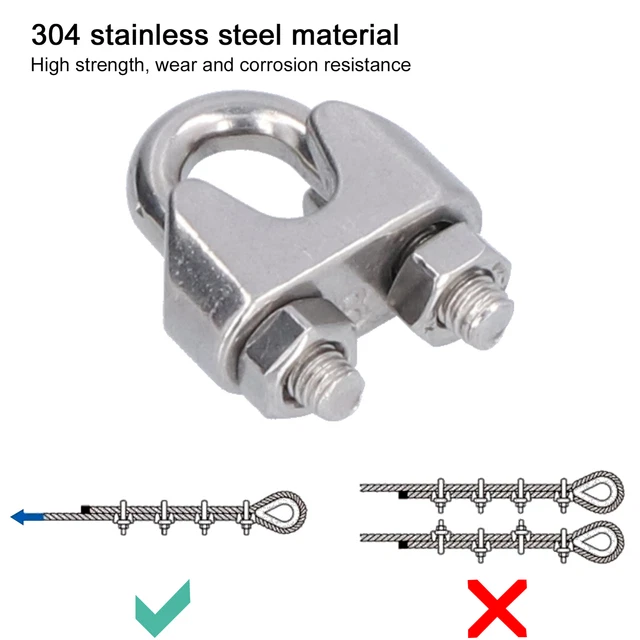 20 pz M5 5 mm morsetto fune metallica in acciaio inox clip bloccaggio chiusure❤