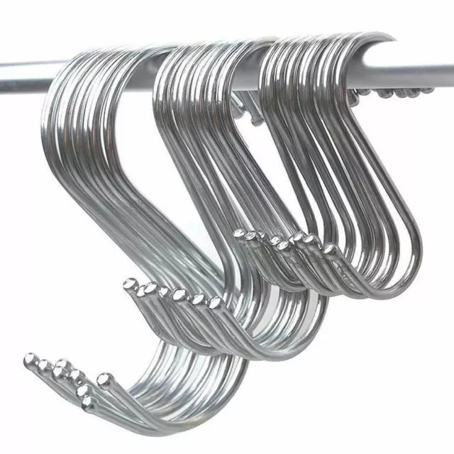 10x S Shaped Hooks For Hanging Large Stainless Steel Hooks Housekeeper Pans Bags