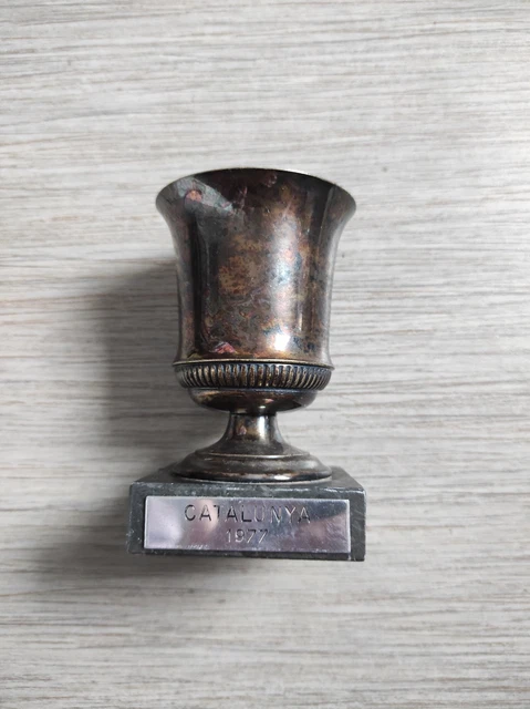 Ancien Trophée Coupe En Métal Argenté