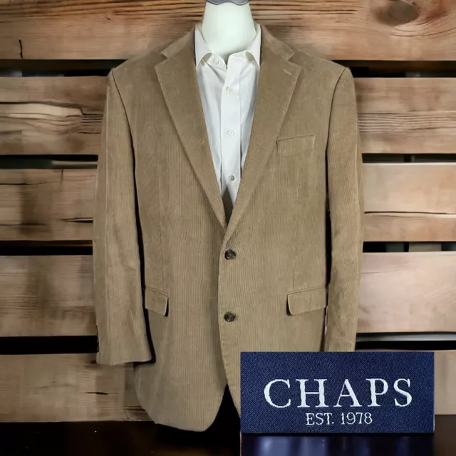 Chaps Mens 44L Beige Corduroy Cotton Spotscoat Blazer