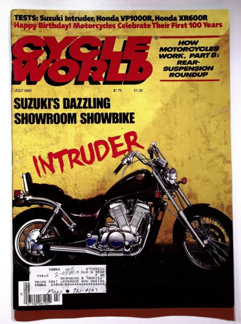 1985 July Cycle World Motorcycle Magazine Suzuki Intruder Honda VF1000R XR600R