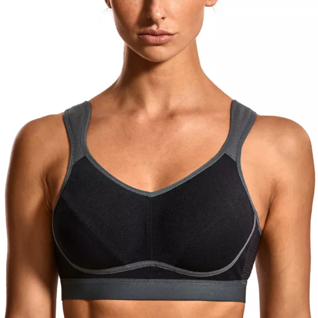 SYROKAN Sports Bra Wireless Comfort High Impact Support Bounce Control Plus  Size