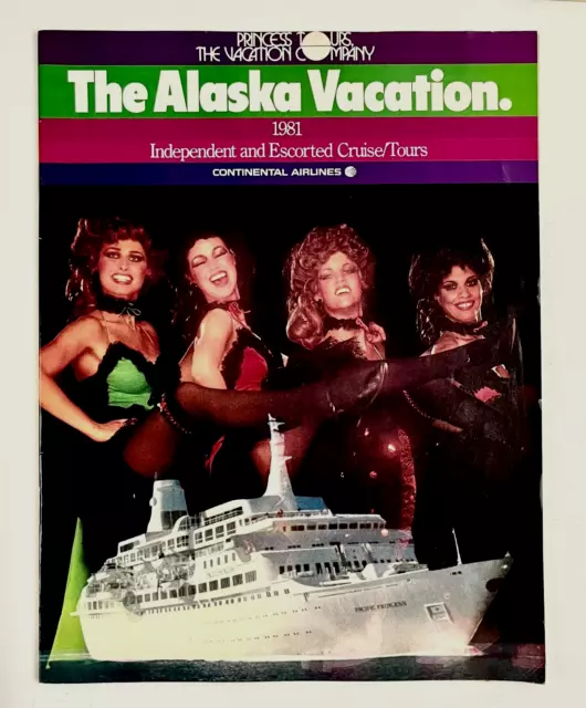1981 Princess Tours Alaska Cruises Continental Airlines Vintage Travel Booklet